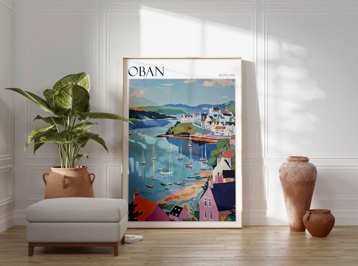 Oban Sailboats Across the Bay Harbor Town Scotland Travel Poster - Image 4