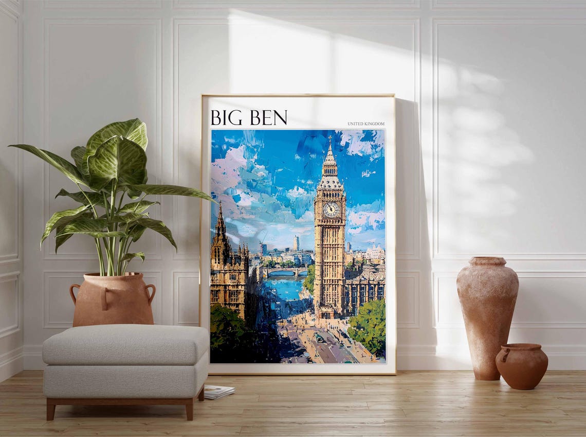 Big Ben Poster England Travel Print British Decor United Kingdom Travel Poster City Print Big Ben Gift Big Ben Travel Poster - Image 2