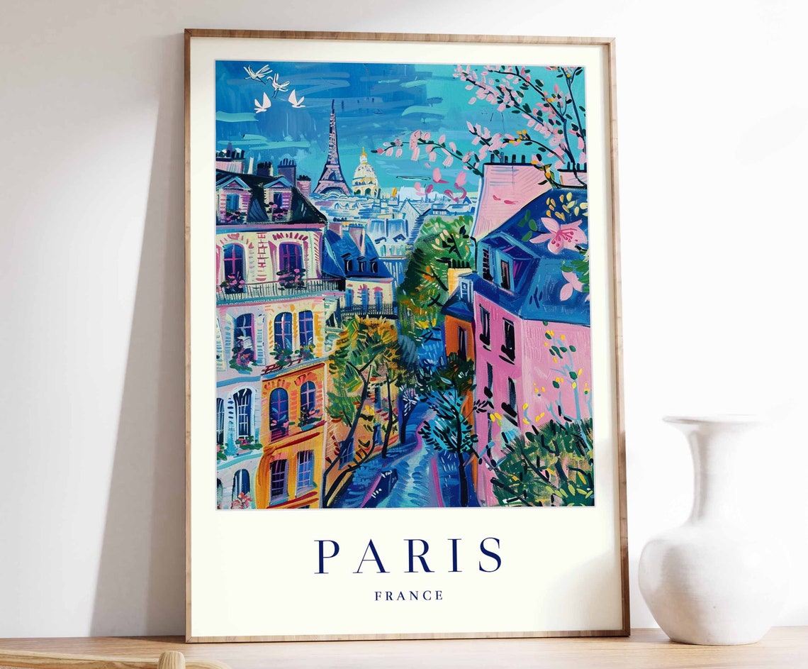 Paris Poster Paris Travel Print France Wall Art French Travel Print European Decor City Print Paris Gift Paris Travel Poster