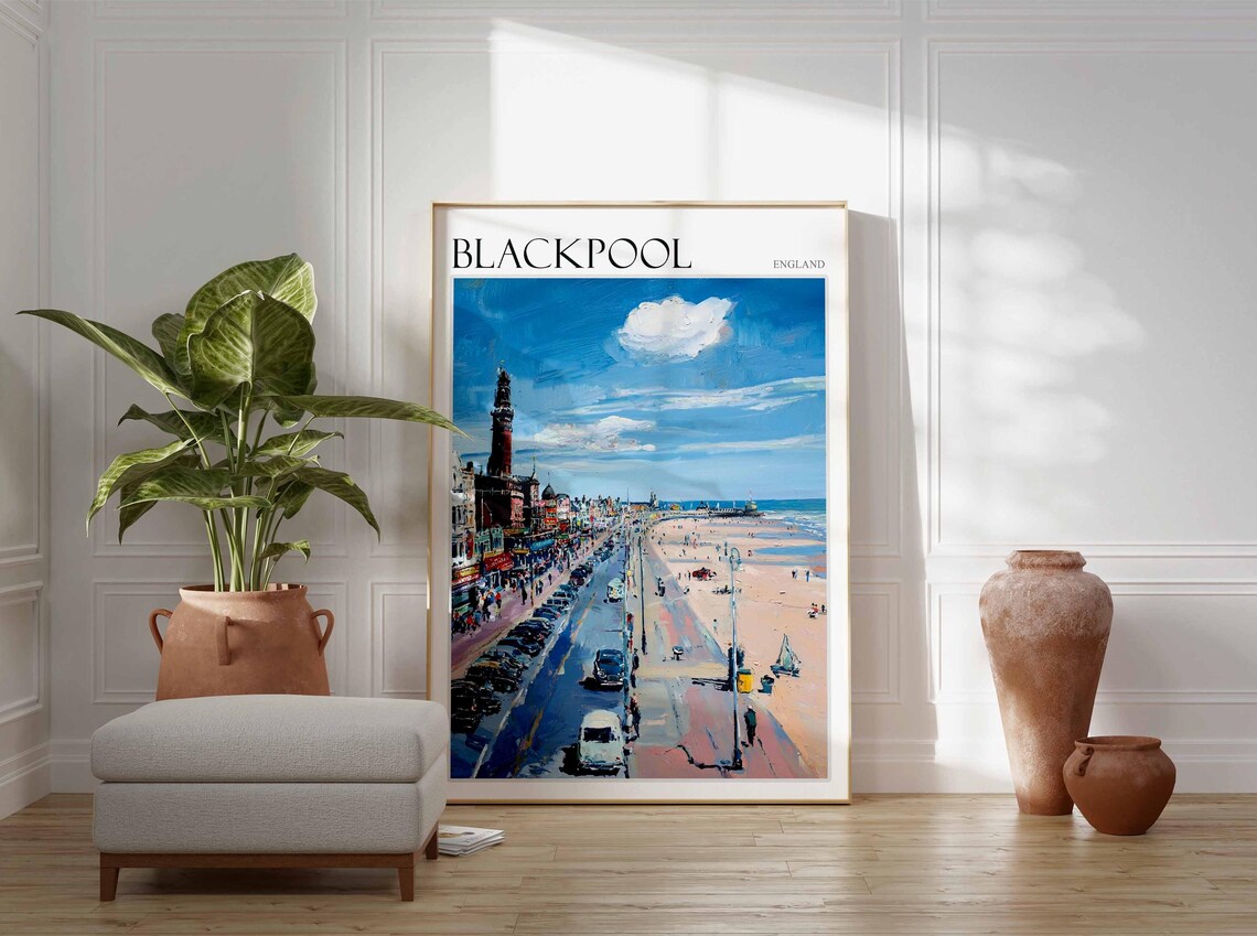 Blackpool Tower Pier Beach Classic Seafront Vivid England Poster - Image 3