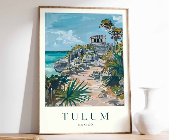 Tulum Poster Tulum Travel Print Mexico Wall Art Mexican Decor Tropical Decor Sea Print Tulum Gift Tulum Travel Poster