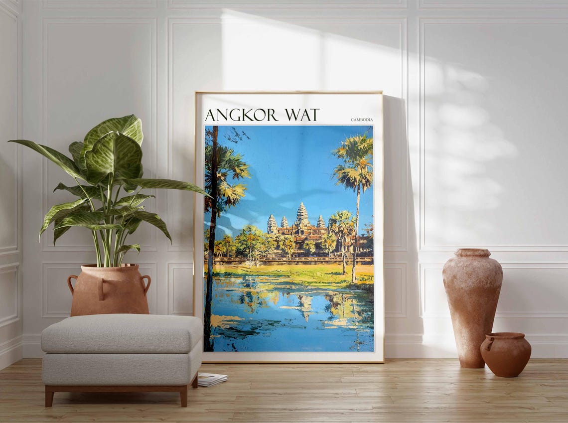 Angkor Wat Cambodia Twin Palms Temple Reflection Travel Poster - Image 2