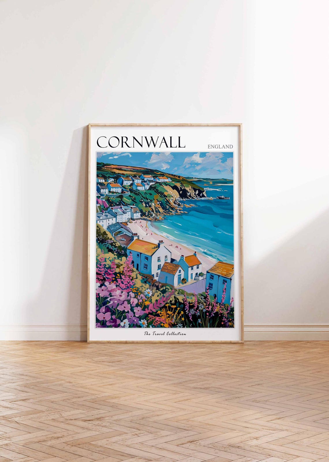 Cornwall England Cliffside Village Beach Wildflower Travel Poster - Image 2