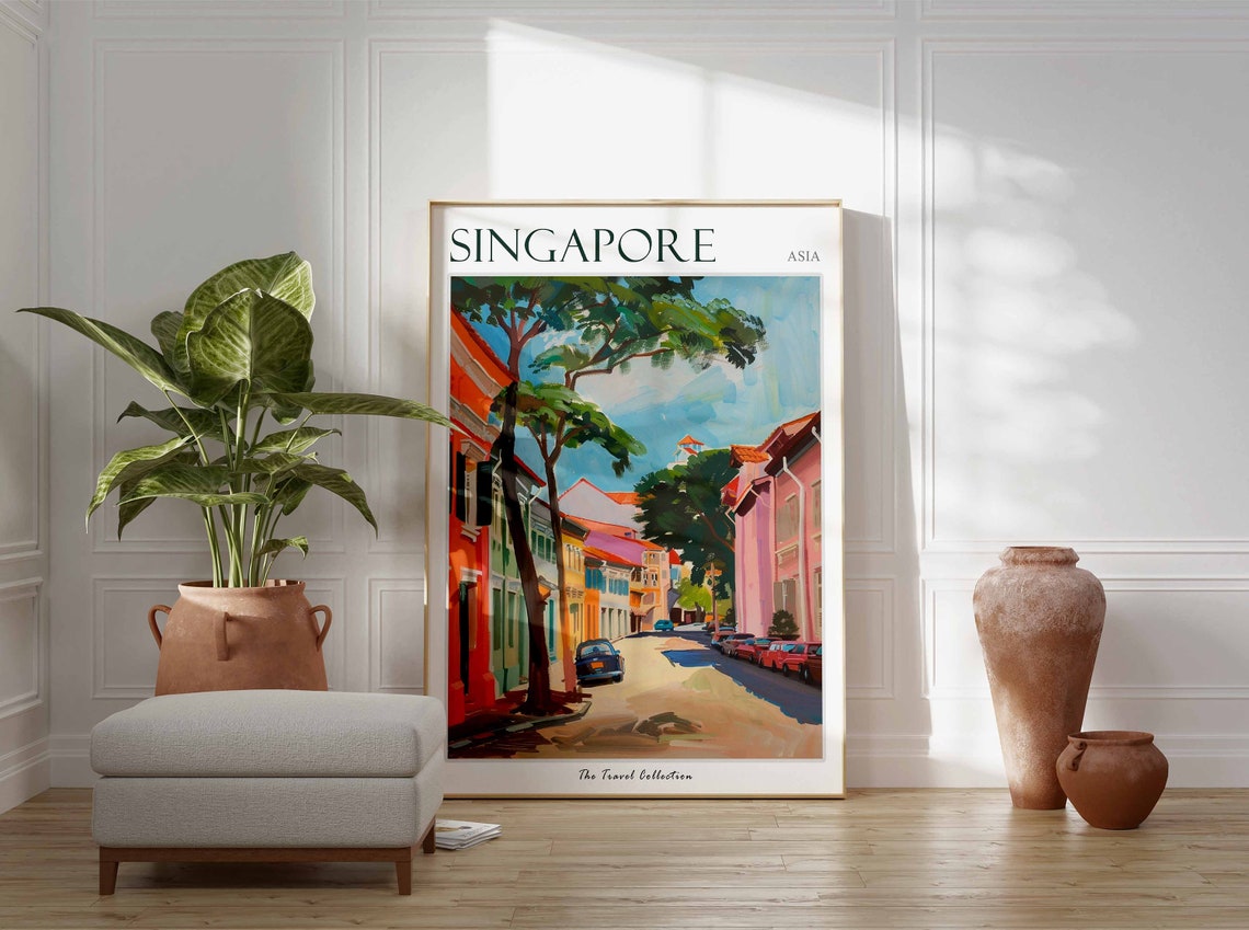 Singapore Poster Singapore Travel Print Tropical Decor City Wall Art Singaporean Decor Asia Travel Print Singapore Gift - Image 3