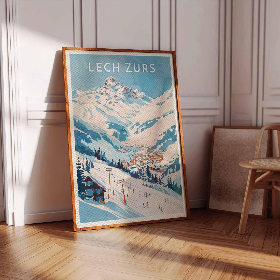 Lech Zurs Austria Vintage Ski Lifts Peak Alpine Village Poster - Image 3