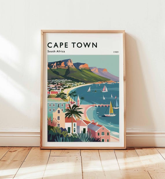 Cape Town Travel Poster Table Mountain South Africa Wall Art