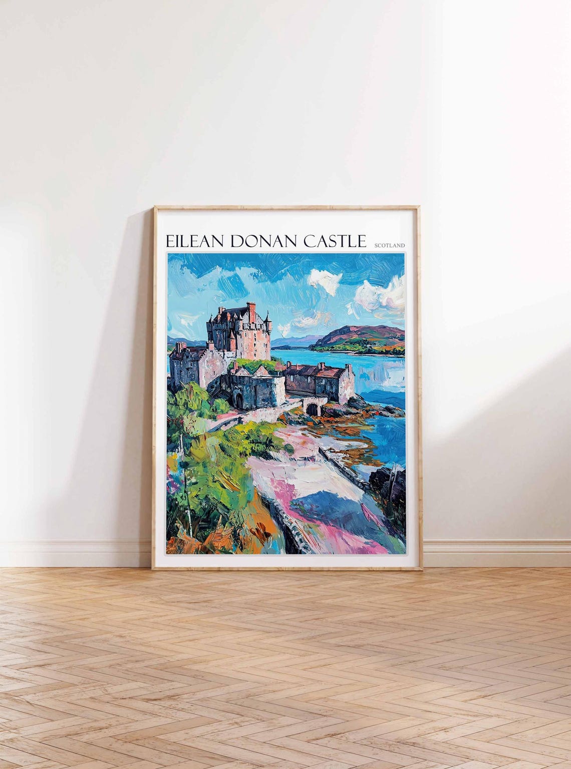 Eilean Donan Castle Scotland Impasto Causeway Green Bank Art Poster - Image 3