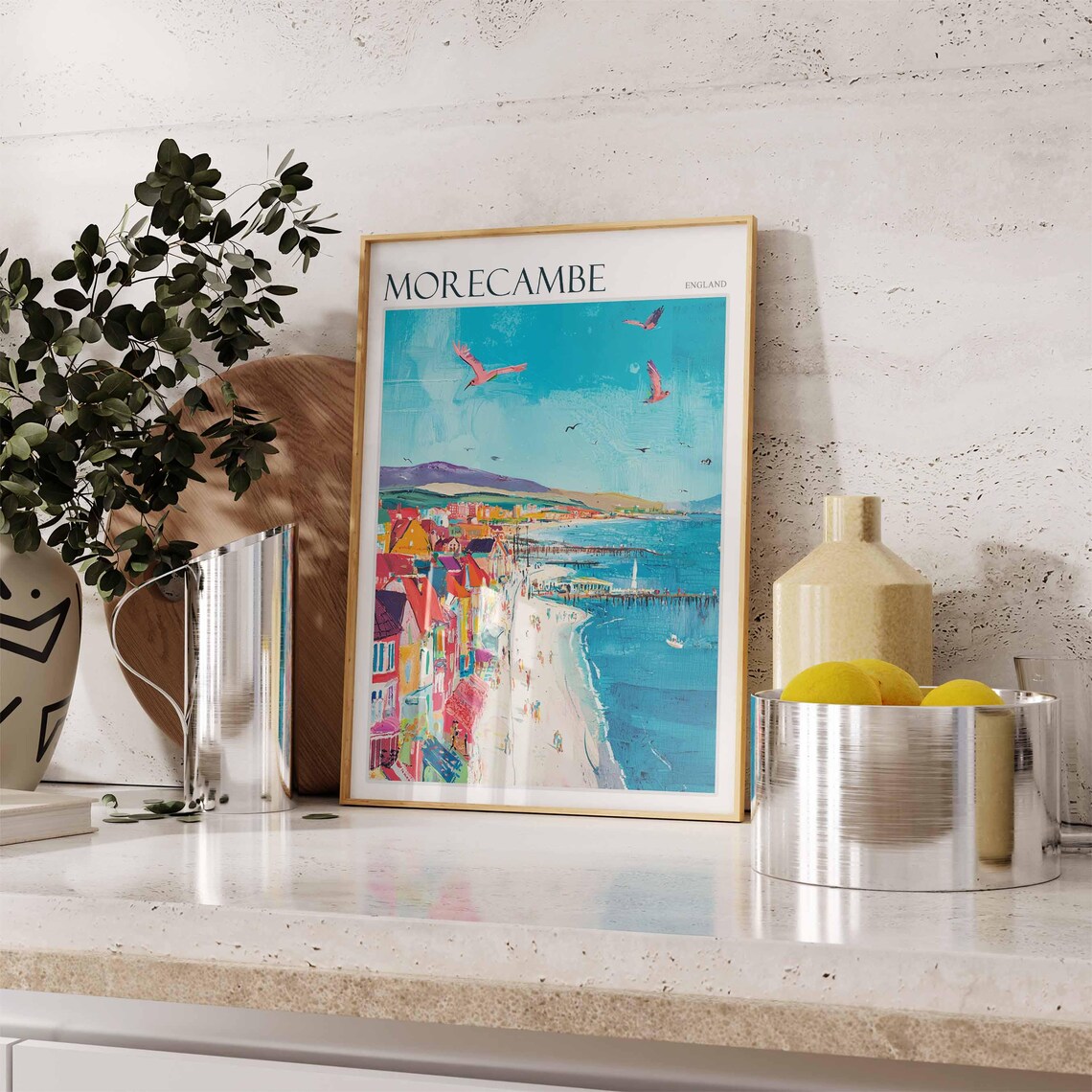 Morecambe Bay Poster England Travel Poster Coastal Wall Art Uk Decor British Home Decor English Riviera Poster Morecambe Travel Print - Image 2