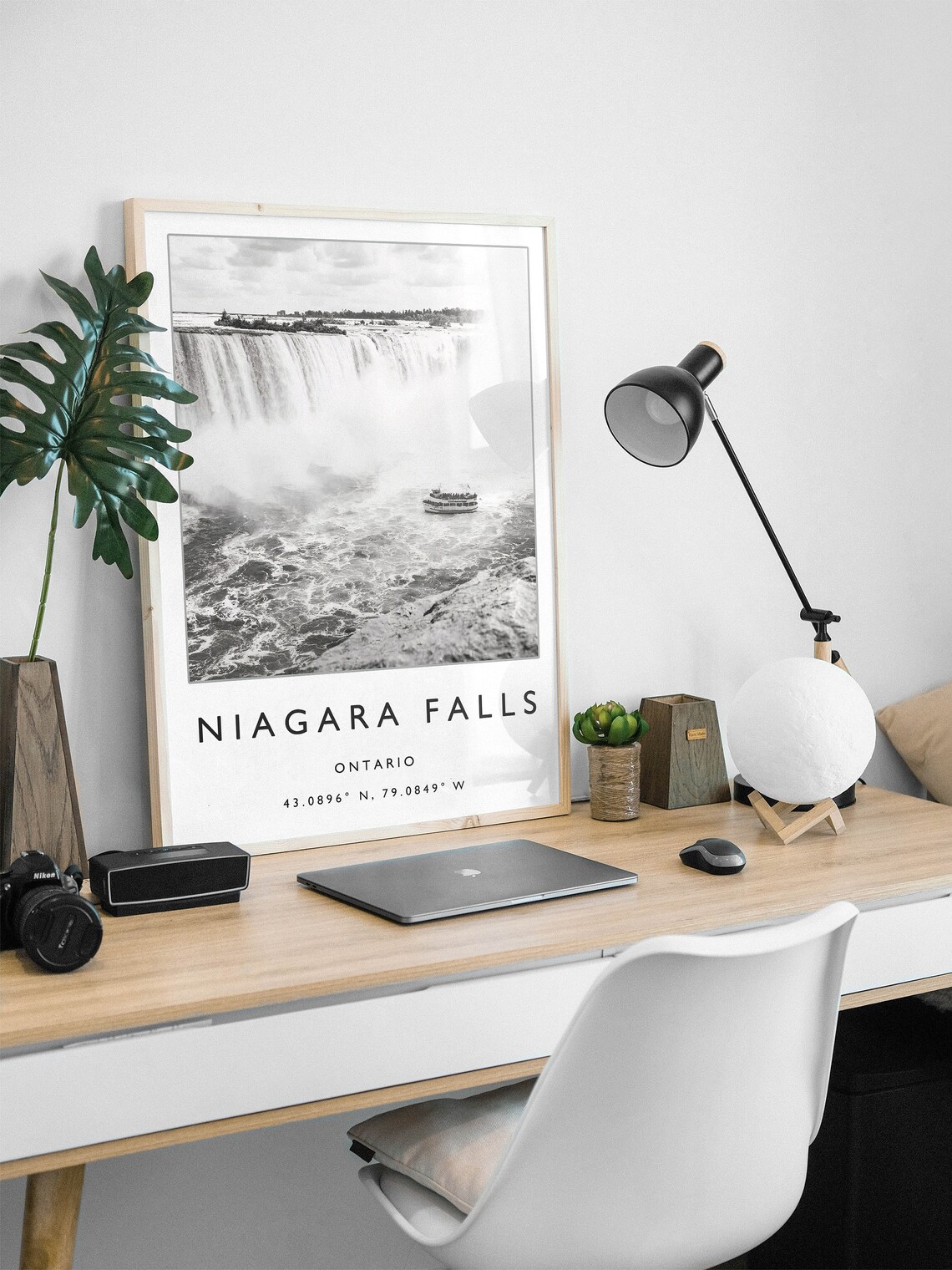 Niagara Falls Ontario Black White Cascade Tour Boat Photo Poster - Image 2