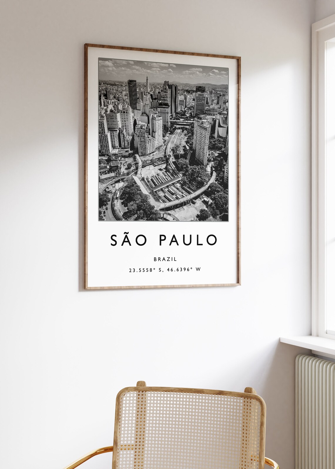Sao Paulo Brazil Black and White City Skyline Photo View Poster - Image 3