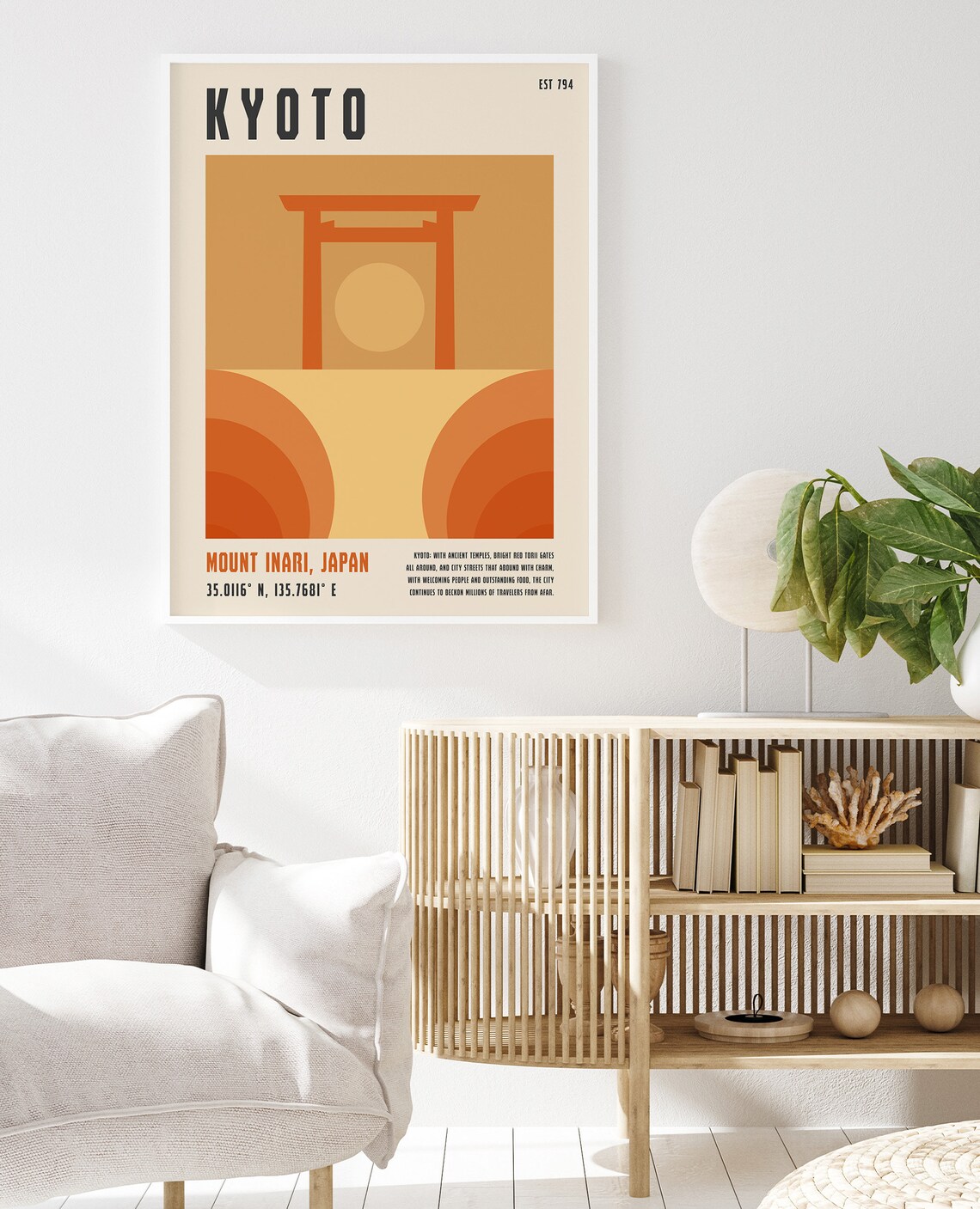 Kyoto Japan Mount Inari Torii Gate Minimalist Artwork Poster - Image 2