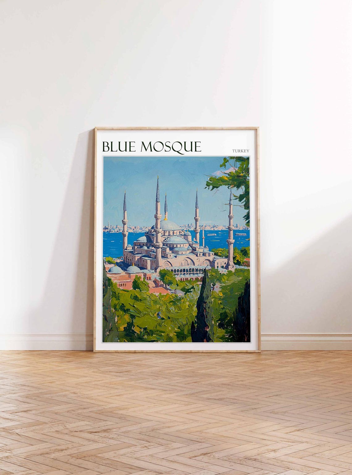 Blue Mosque Istanbul Elevated Sea View Ferries Impressionist Poster - Image 3