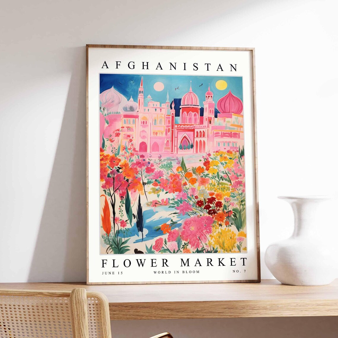 Afghanistan Flower Market Pink Palace Blooms Garden Art Poster