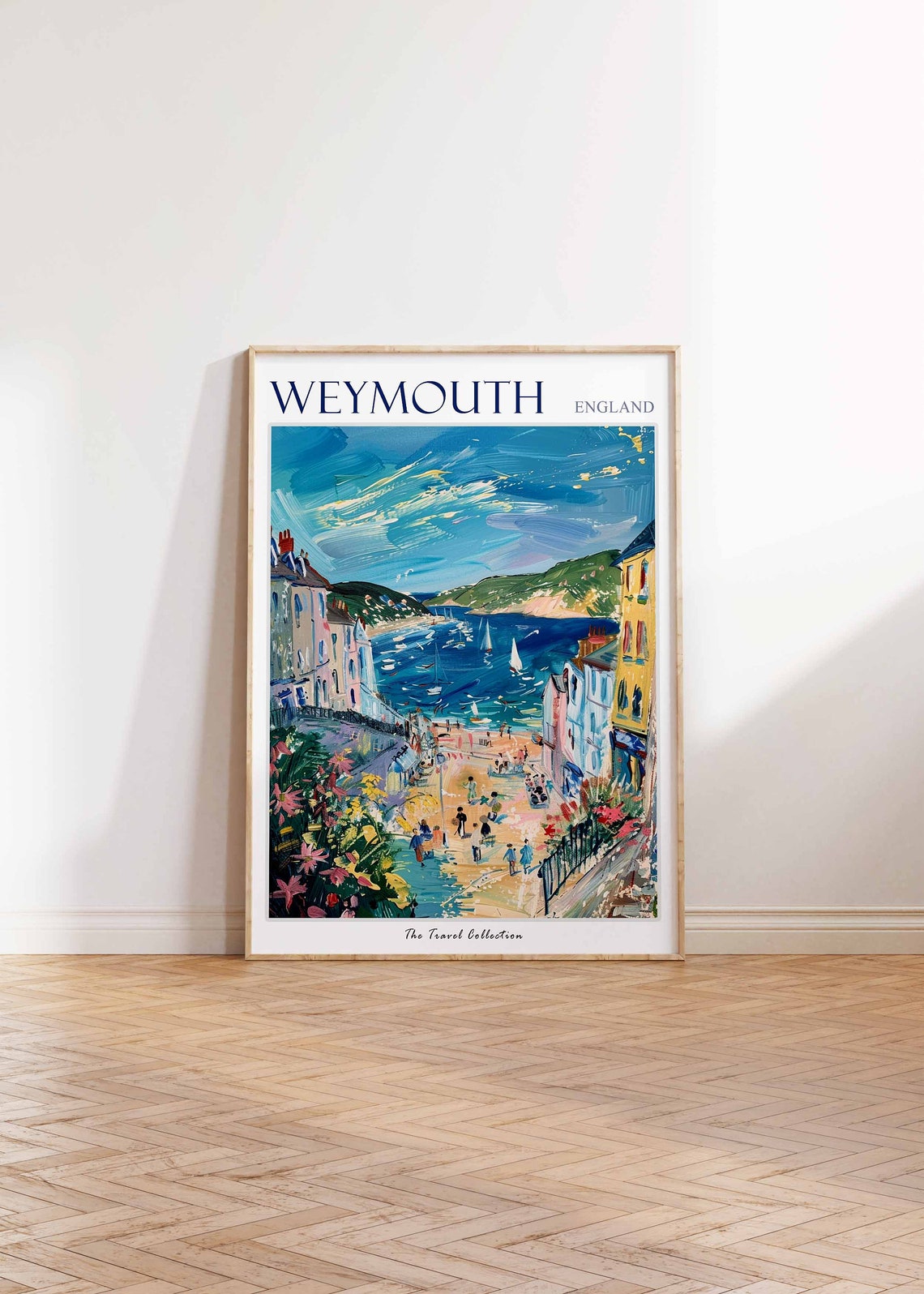 Weymouth England Seaside Harbor Beach Painted Summer Scene Poster - Image 3