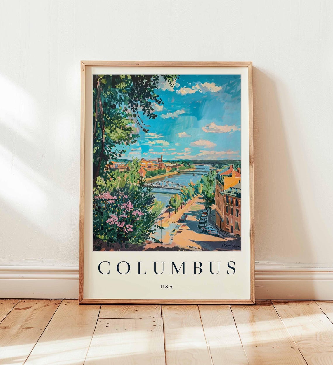 Columbus Ohio Skyline Print Vibrant Usa Travel Poster
