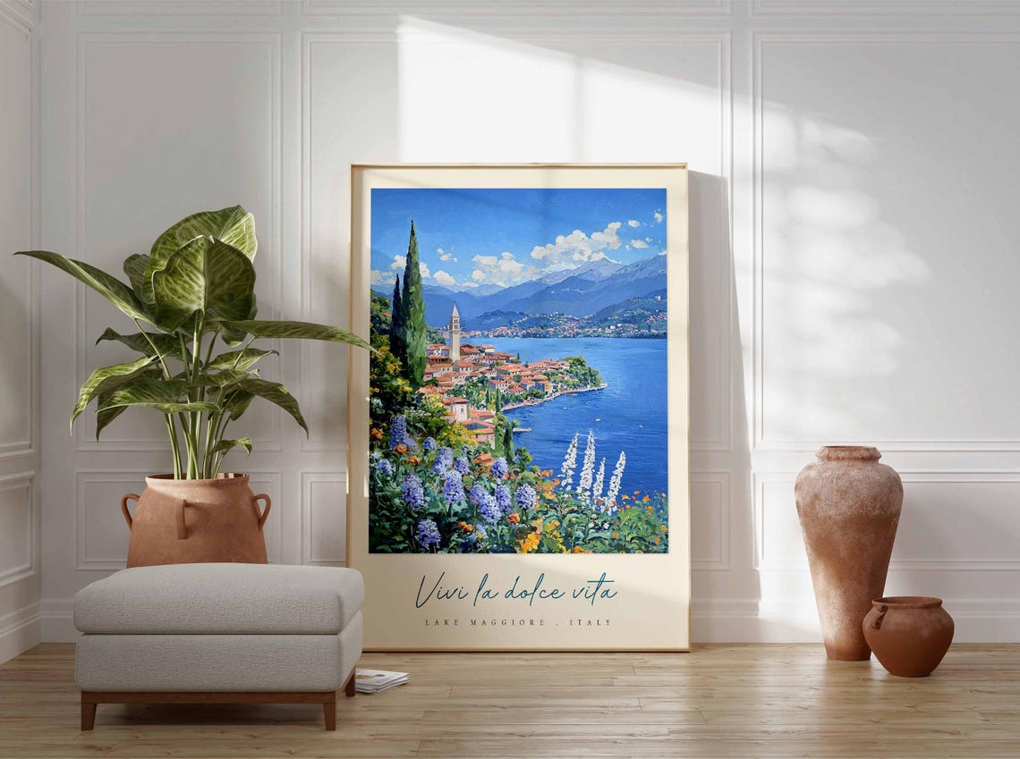 Lake Maggiore Poster Italian Travel Print Lake Maggiore Travel Art Lake Maggiore Wall Art Italy Art Italy Travel Decor Travel Gift - Image 3