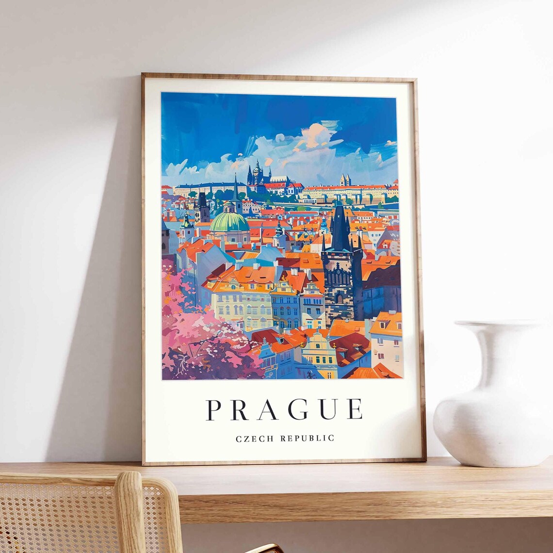 Prague City Map Poster, Minimalist Travel Poster