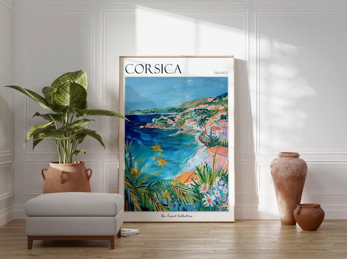 Corsica Poster France Travel Print French Decor Europe Travel Poster European Wall Art Sea Print Corsica Gift Corsica Travel Poster - Image 3