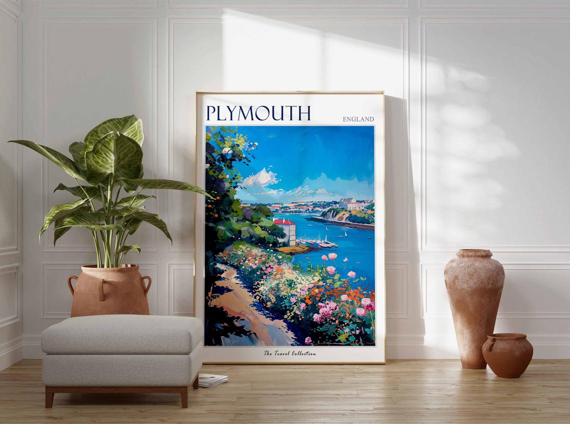 Plymouth Poster England Travel Print British Decor United Kingdom Travel Poster City Print Plymouth Gift Plymouth Travel Poster - Image 2