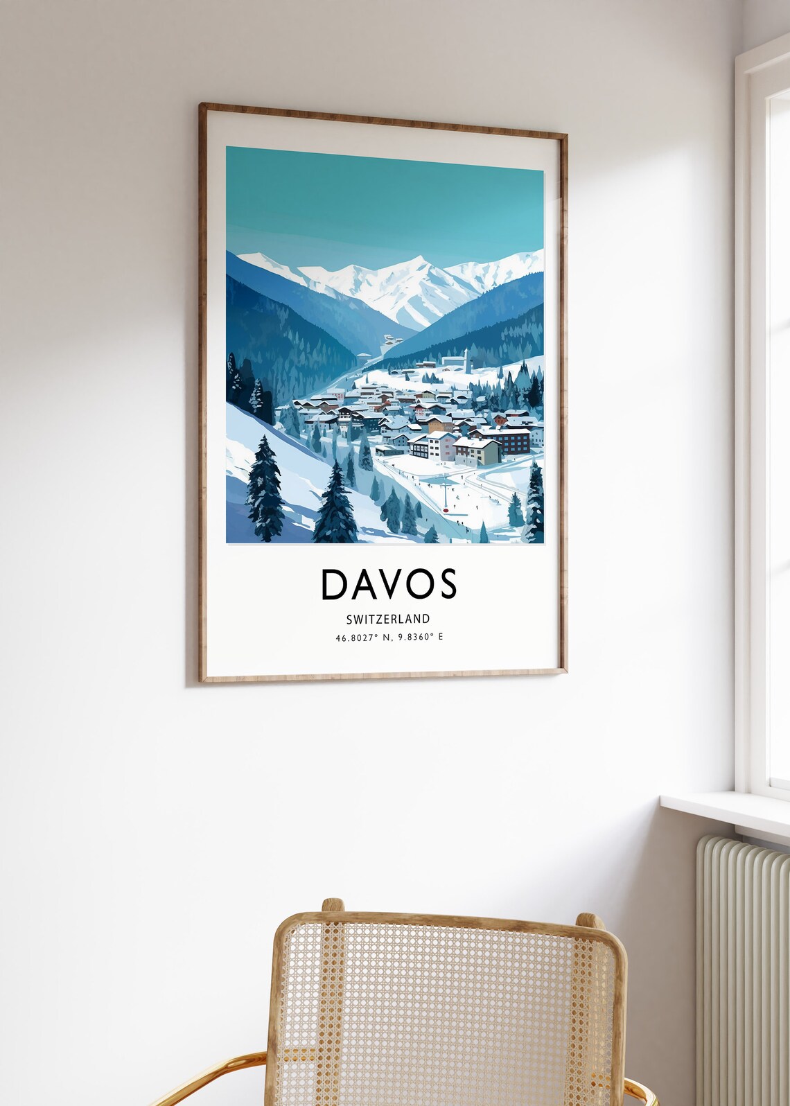 Davos Travel Poster, Skiing Switzerland Travel Art - Image 2