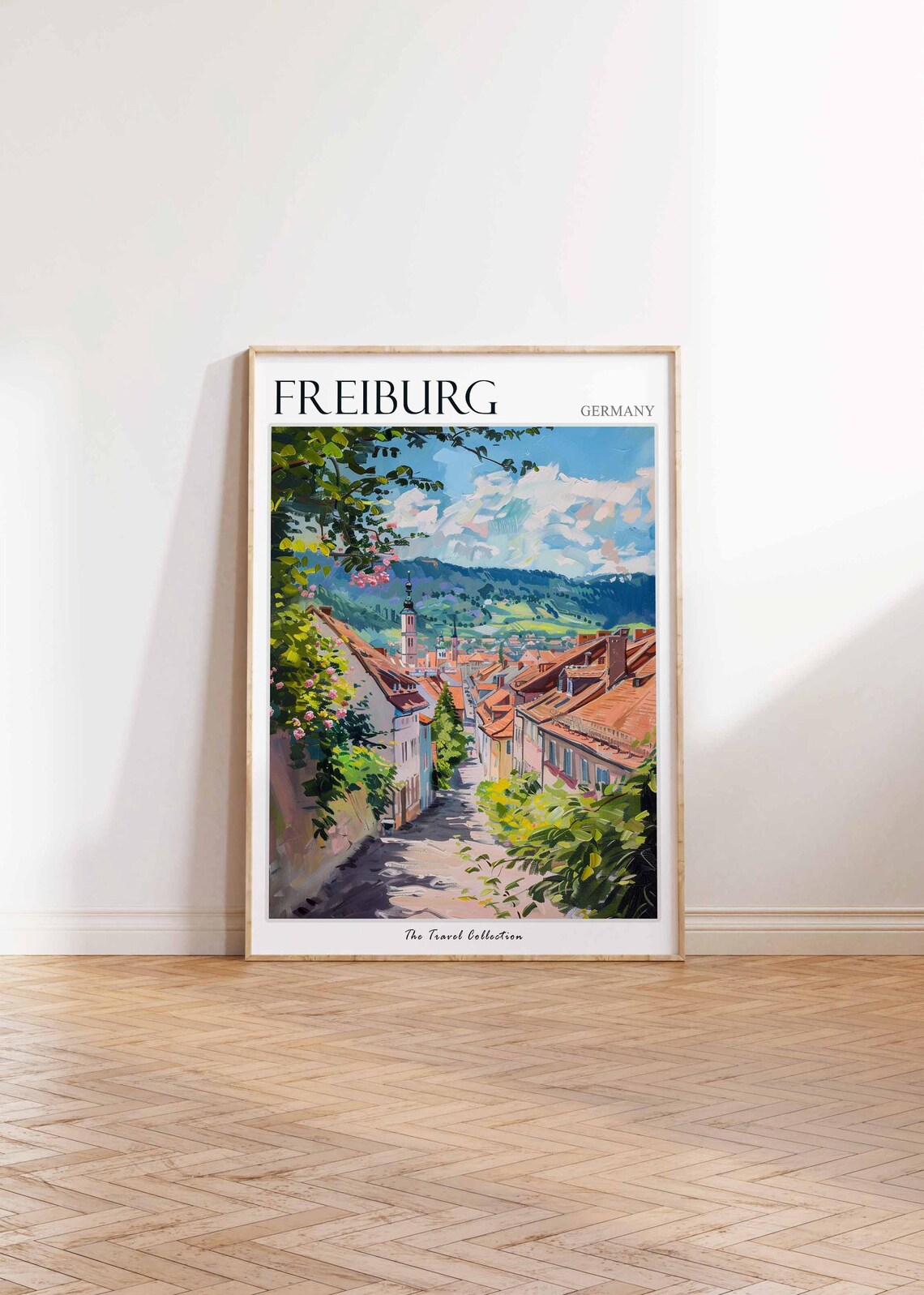 Freiburg Germany Flower Street Church Tower City View Poster - Image 2