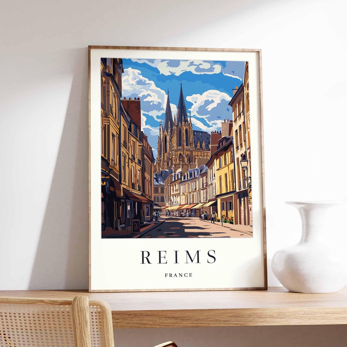 Reims Poster France Travel Print French Decor Europe European Wall Art City Gift
