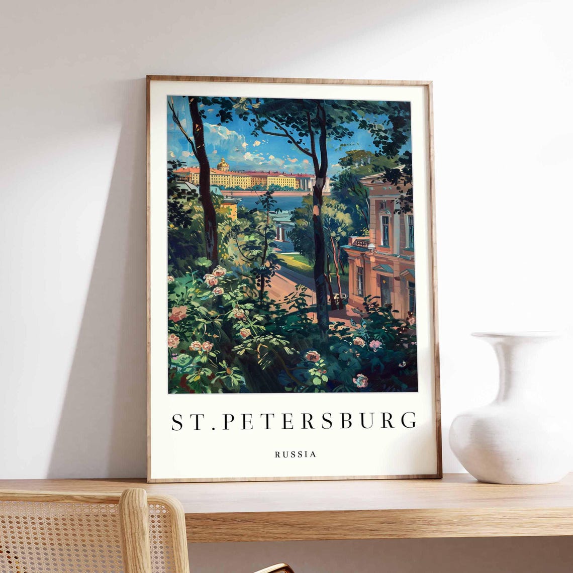 St. Petersburg Rose Garden View Over the River Poster Russia