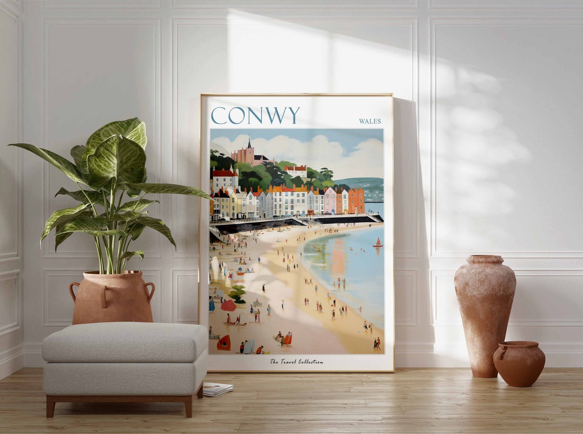 Conwy Poster Conwy Travel Print Wales Travel Poster Welsh Decor Tropical Decor Sea Print Conwy Gift Wales Travel Poster - Image 3
