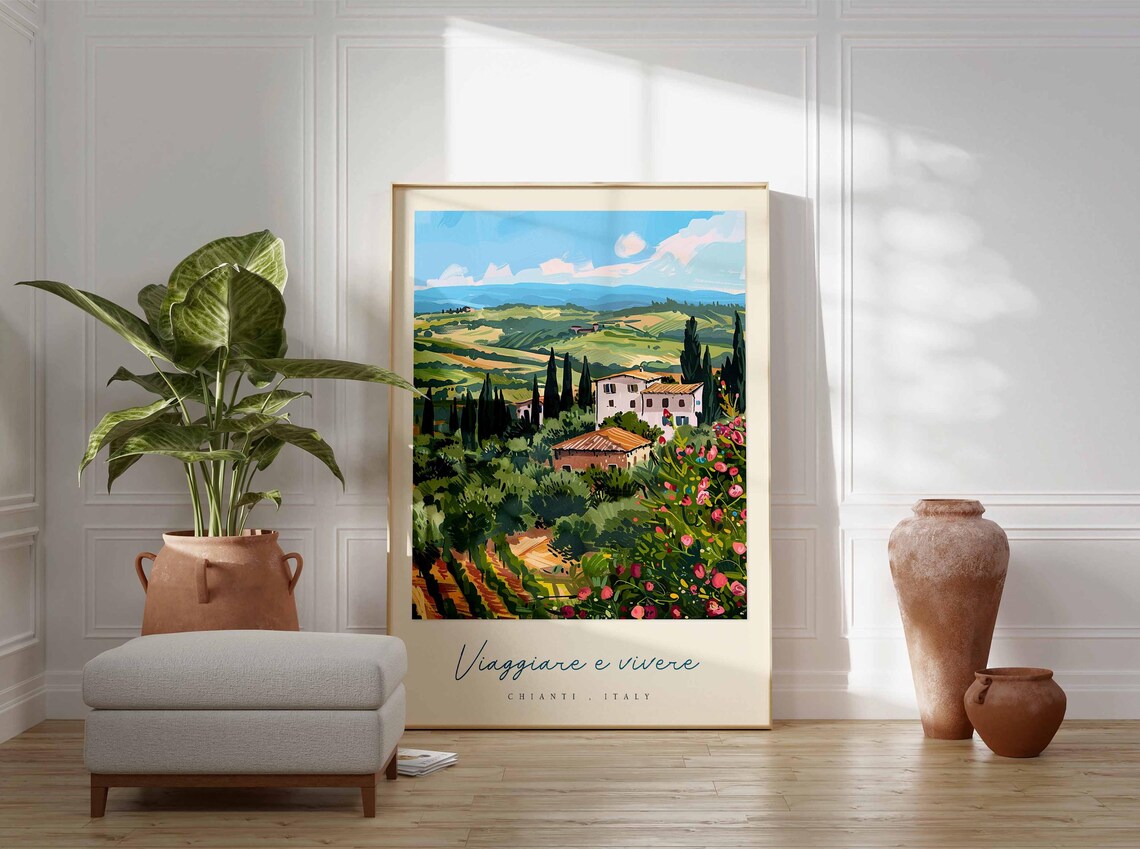 Chianti Italy Viaggiare e Vivere Vineyards and Villas Painting Poster - Image 3