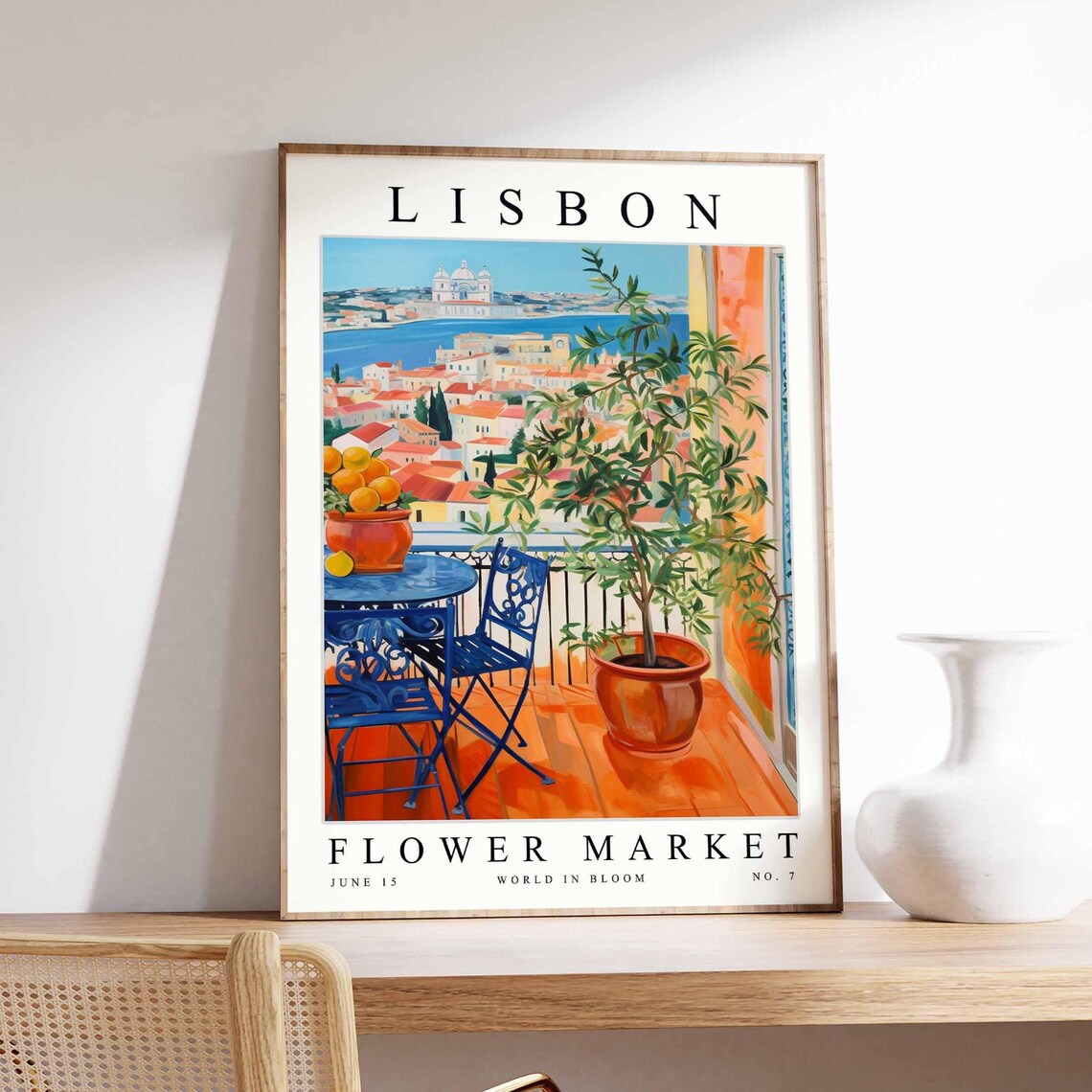 Lisbon Flower Market, Portuguese Floral Travel Poster