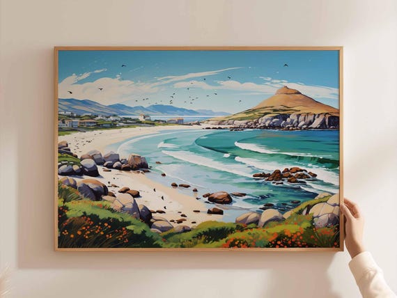 Boulders Beach Poster South Africa Travel Print Cape Town Wall Art Bay Decor