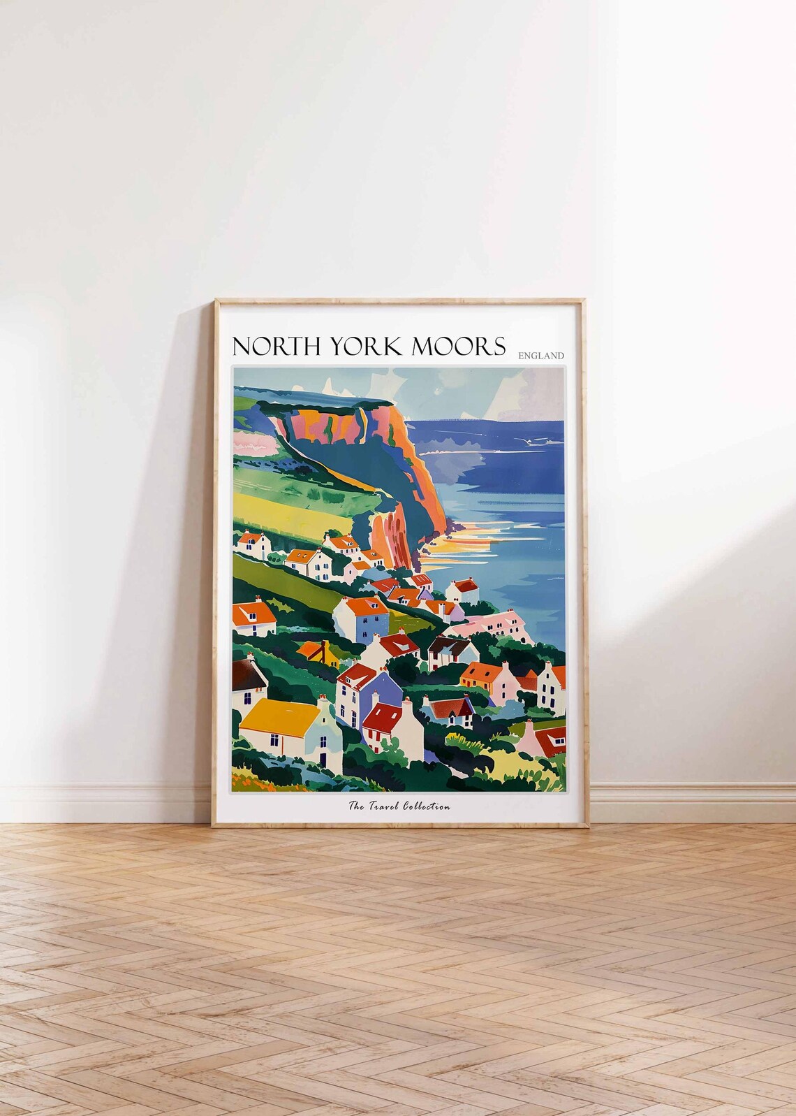 North York Moors Scenic Coastal Cliffs Seaside Village Travel Poster - Image 2