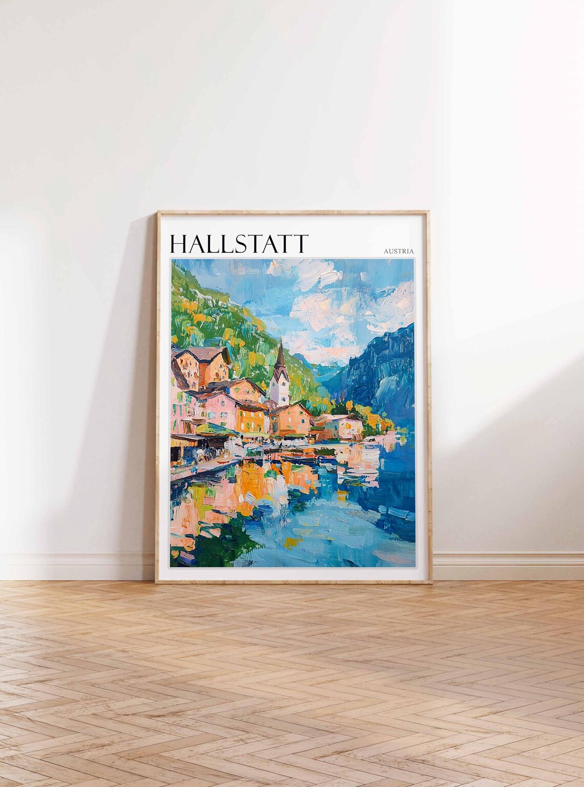 Hallstatt Austria Lakeside Village Oil Painting Travel Poster - Image 4
