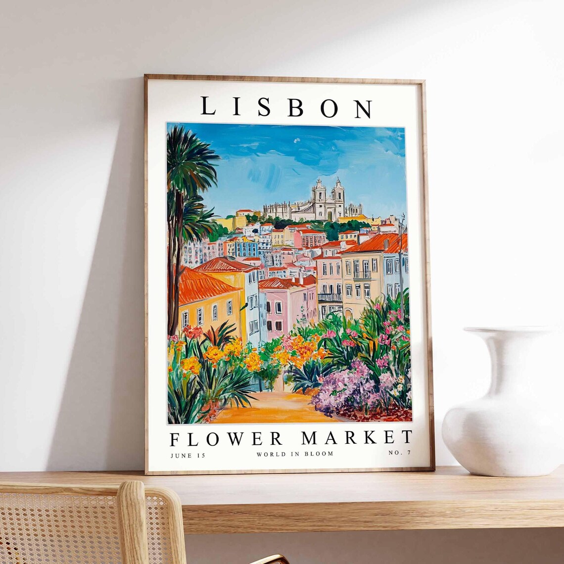 Lisbon Flower Market Portugal Palm Church Garden View Poster