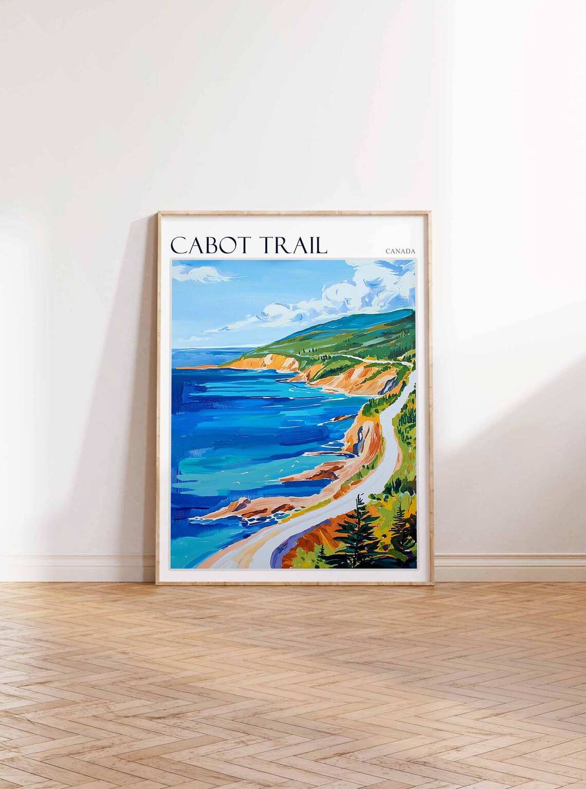 Cabot Trail Canada Winding Coastal Road Cliffs Oil Painting Poster - Image 3
