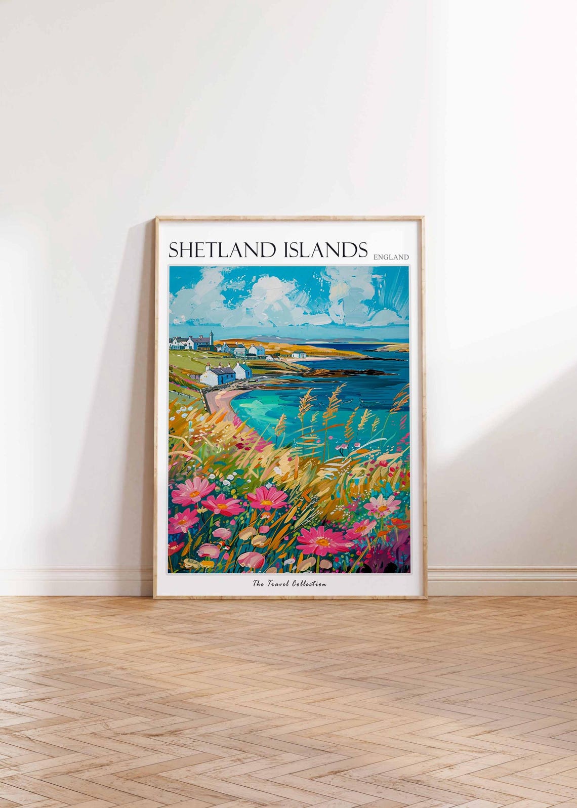 Shetland Islands Village Headland Turquoise Bay Travel Poster - Image 2