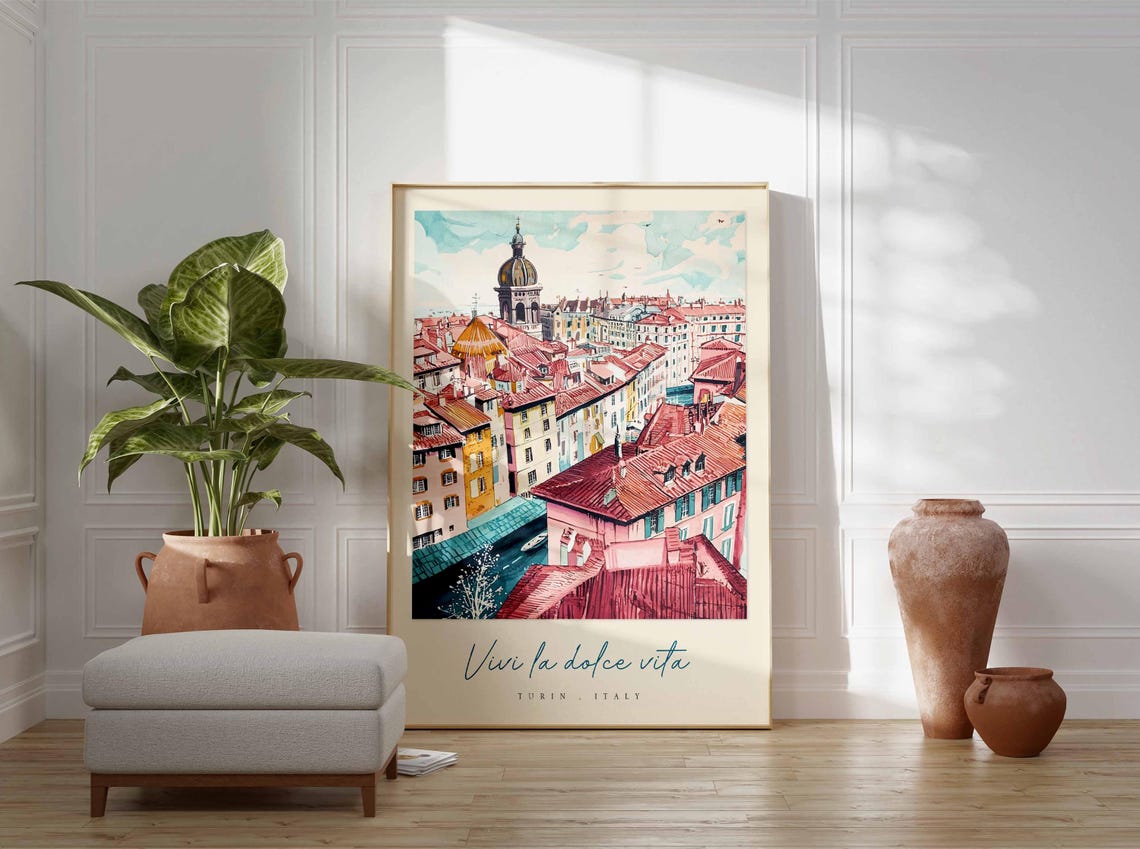 Turin Poster Italian Travel Print Turin Travel Art Turin Wall Art Italy Art Italy Travel Decor Italian Travel Gift - Image 3