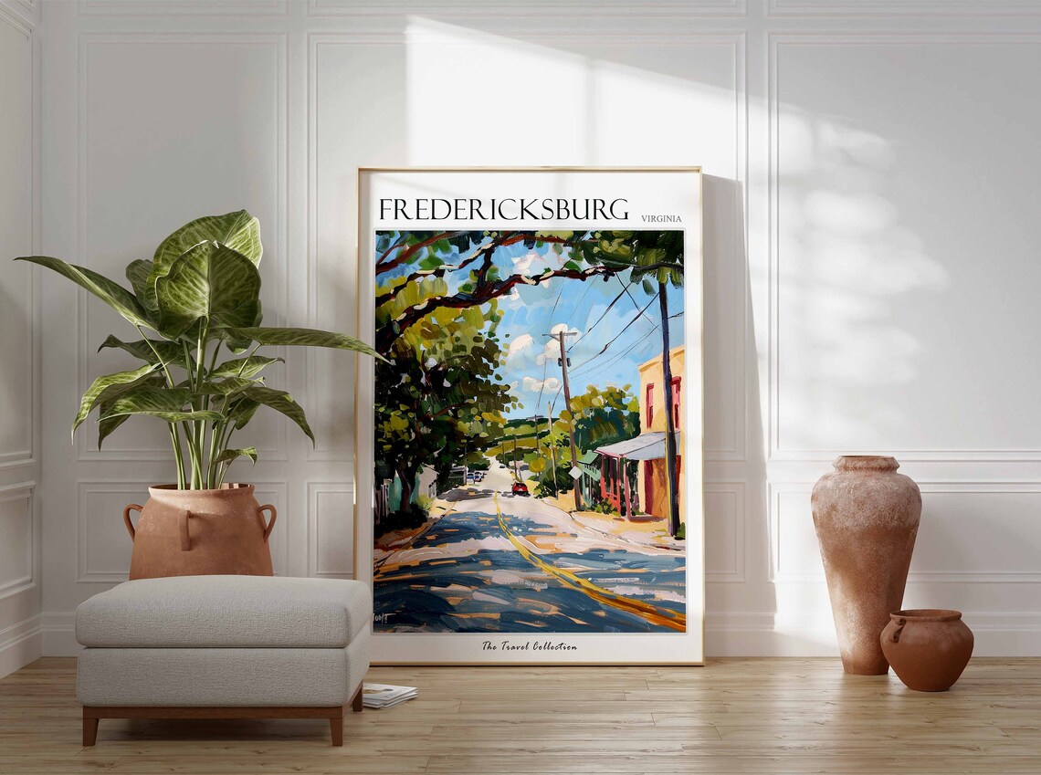 Fredericksburg Virginia Sunny Main Street Painted Travel Poster - Image 3