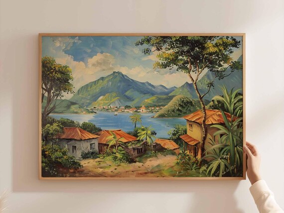 Caribbean Poster Tropical Island Travel Print Beach Wall Art Coastal Home Decor