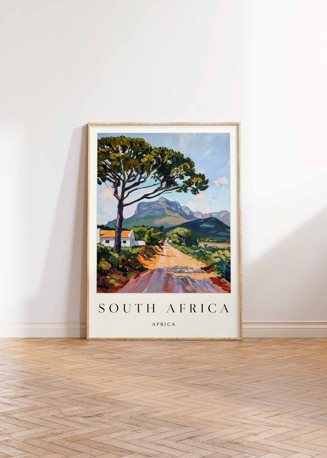 South Africa Painted Country Road Mountain Landscape Art Travel Poster - Image 2