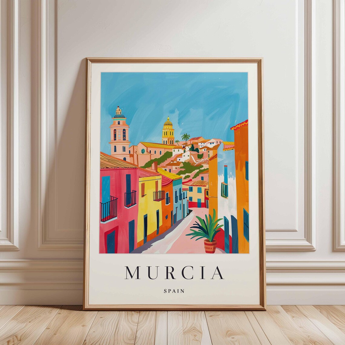 Murcia Spain Colorful Cathedral Street Old Town Travel Poster - Image 3