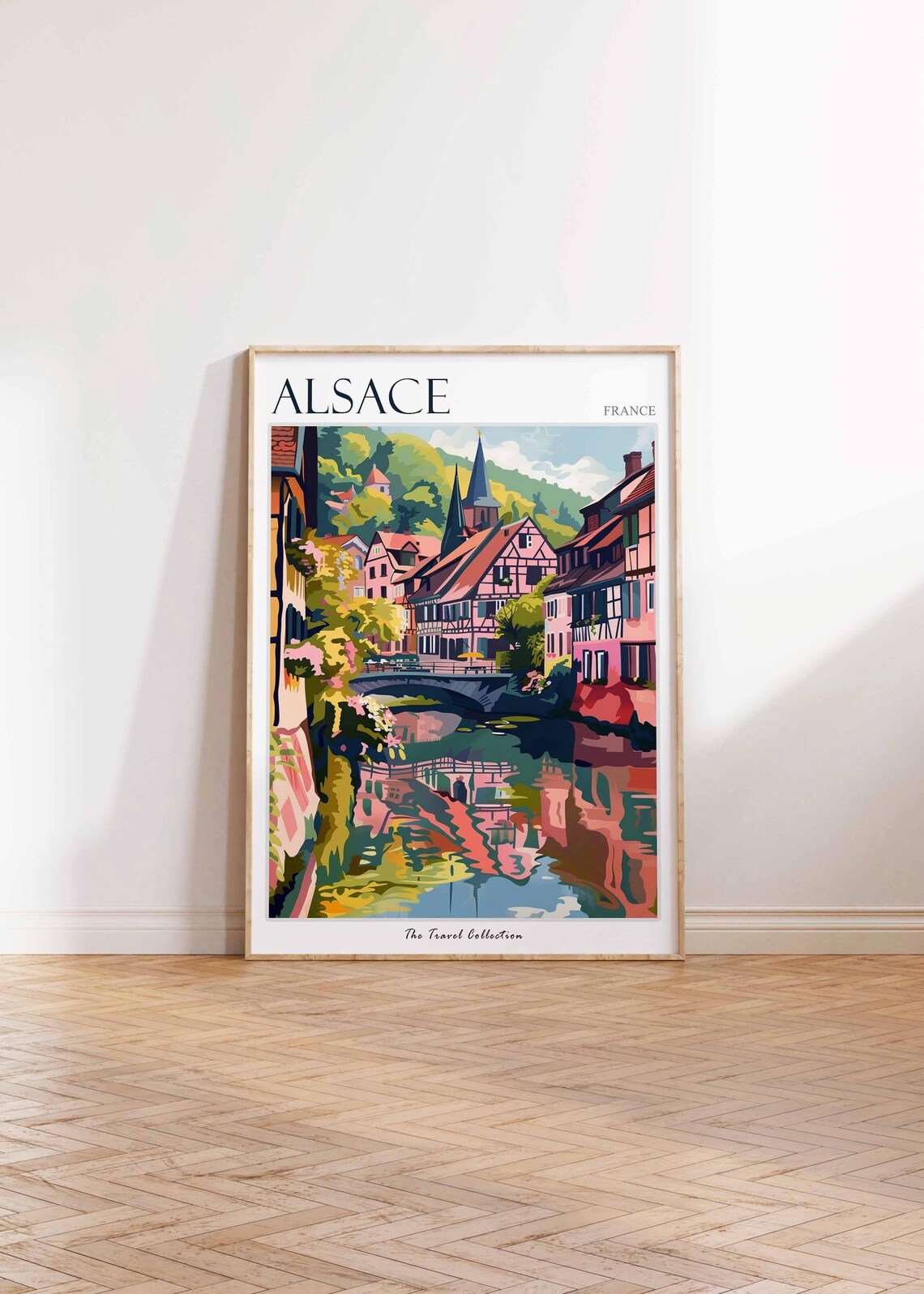 Alsace France Half Timbered Canal Village Riverside View Poster - Image 2