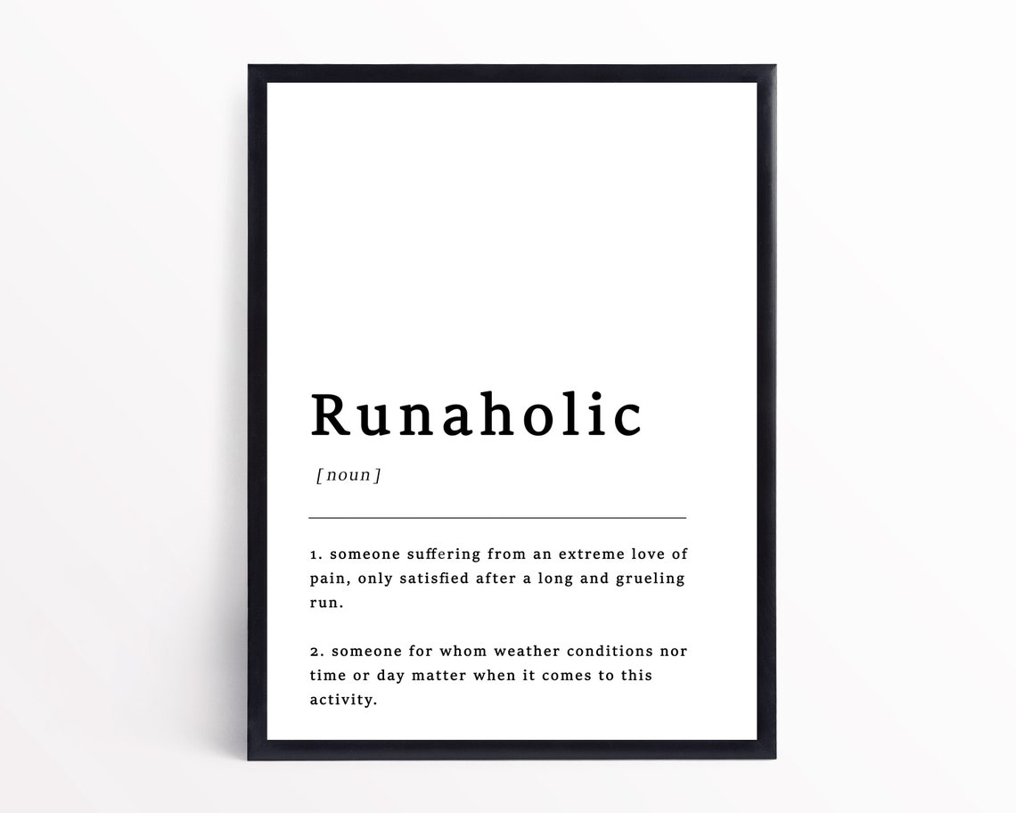 Runaholic Definition Funny Runner Gift Typography Art Poster - Image 3