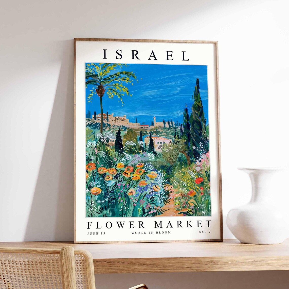 Israel Flower Market Palm Garden Flower Path Travel Art Poster