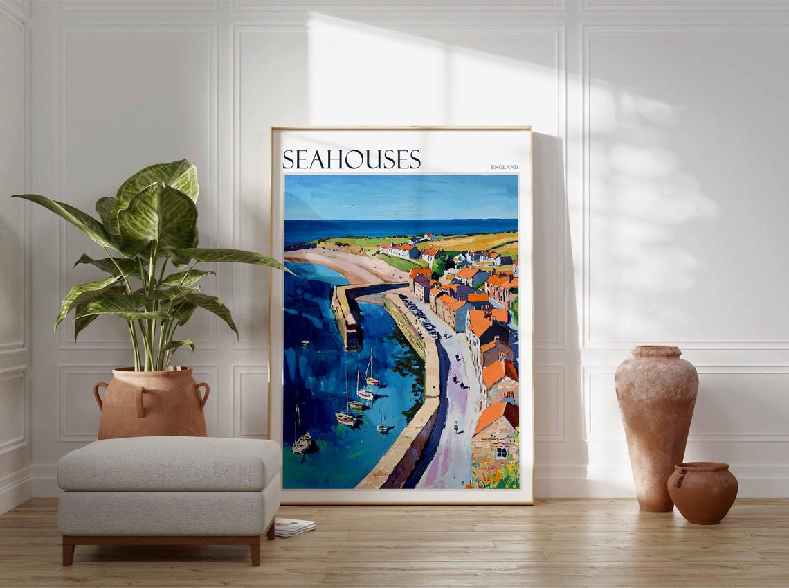 Seahouses Poster Northumberland Poster Coastal Poster Uk Travel Poster Uk Wall Art Seahouses Travel Print Seahouses Wall Decor - Image 2