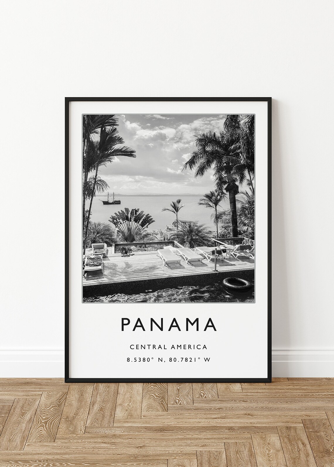 Panama Travel Print Panama Travel Poster Caribbean Gift Tropical Poster Panamanian Travel Art Black And White Travel Print - Image 2