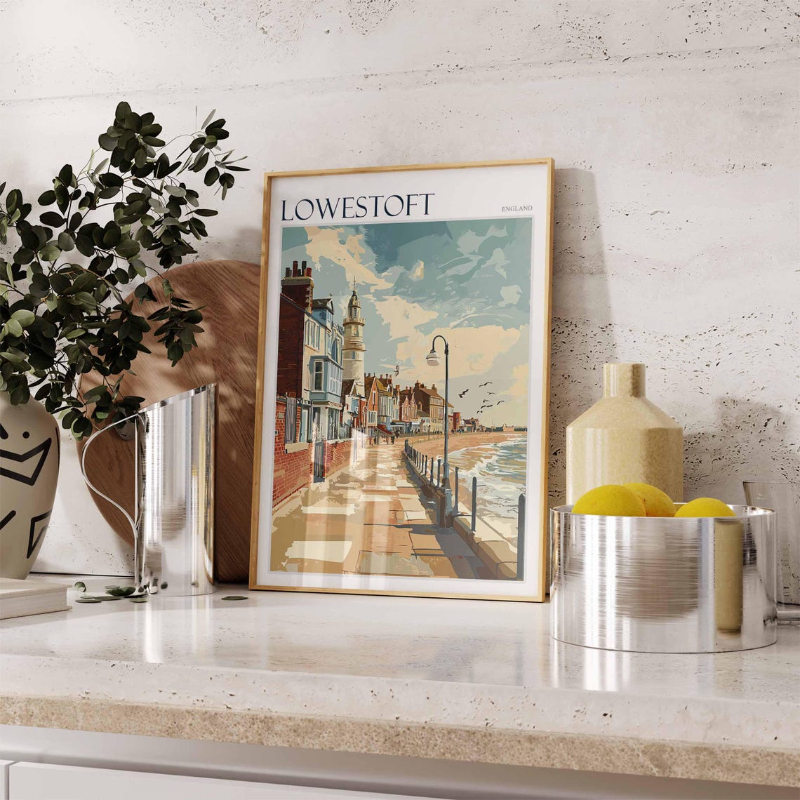 Lowestoft England Lighthouse Seafront Street Beach Lamps Poster - Image 2