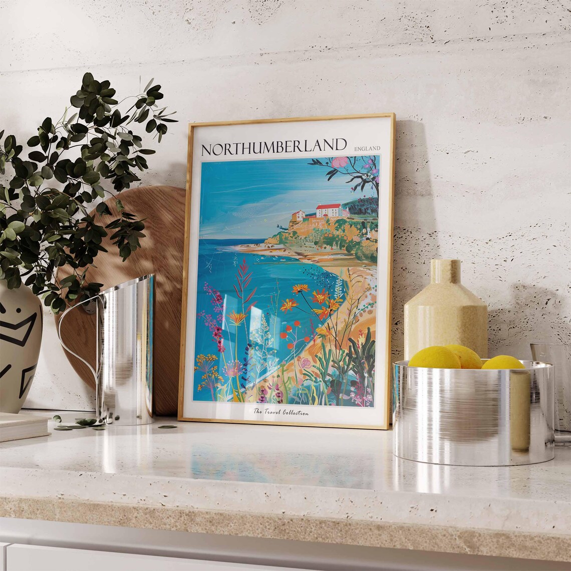 Northumberland England Turquoise Coast Wildflower Meadow Poster - Image 3