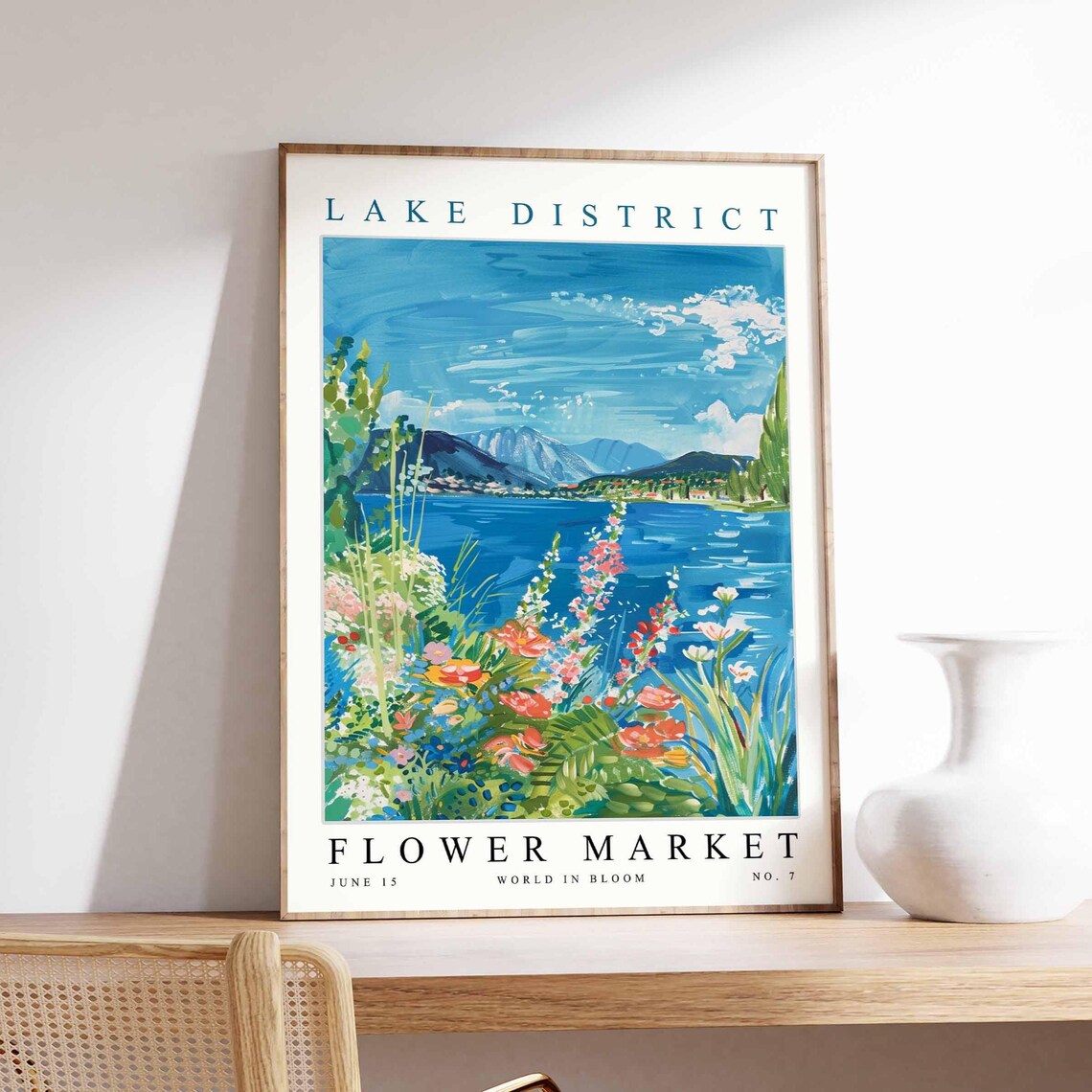 Lake District Flower Market Wide Lake Floral Banks View Poster