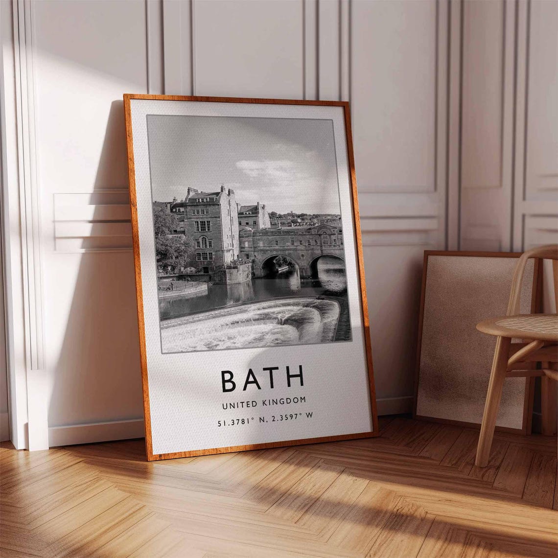 Bath United Kingdom Pulteney Bridge River Black White Photo Poster - Image 4